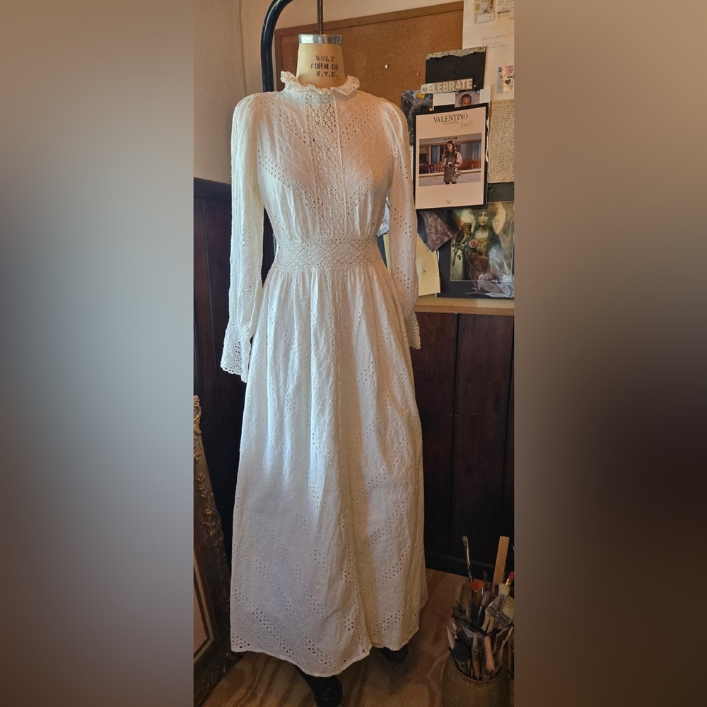 NWOT Gorgeous Sezane White Cotton Lace Maxi Dress size FR 36/ US 6